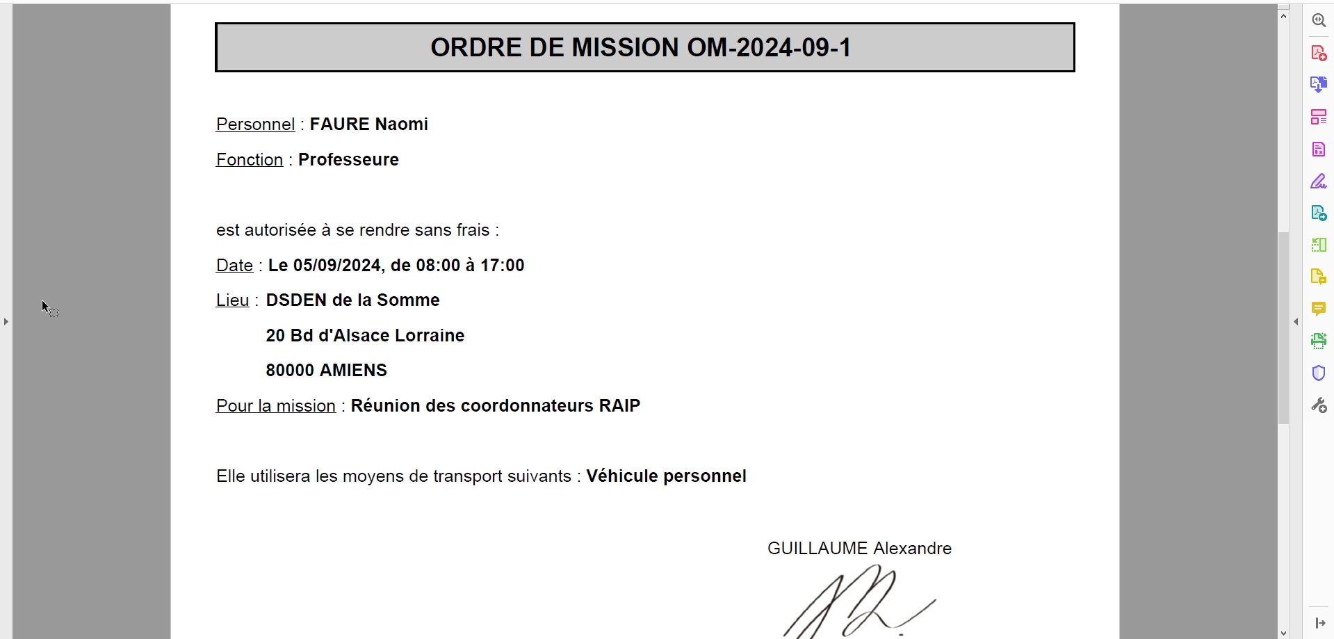 Ordres de mission