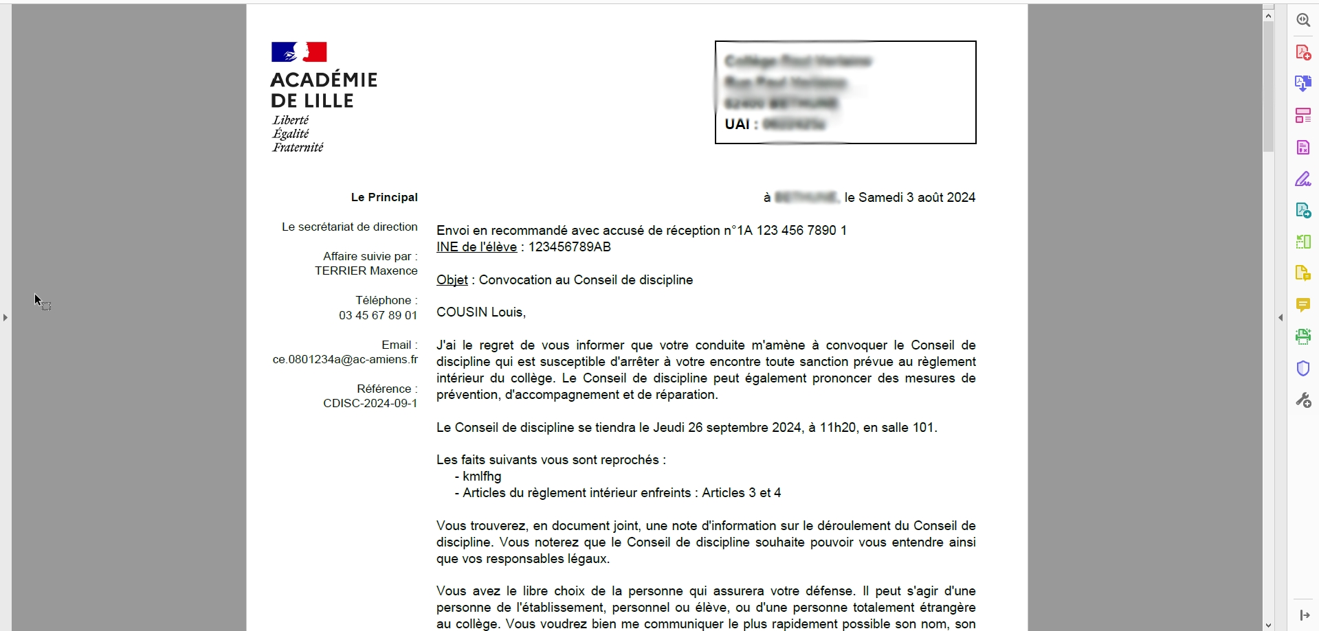 Conseil de discipline