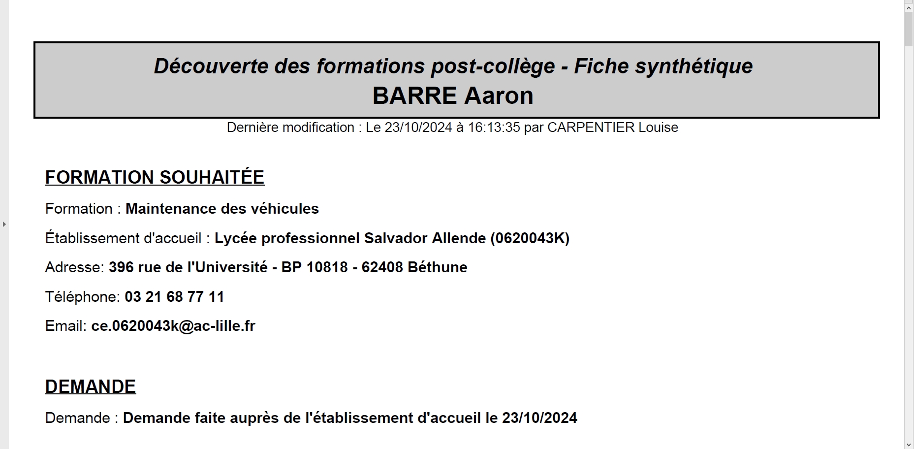 Découverte des formations post-collège