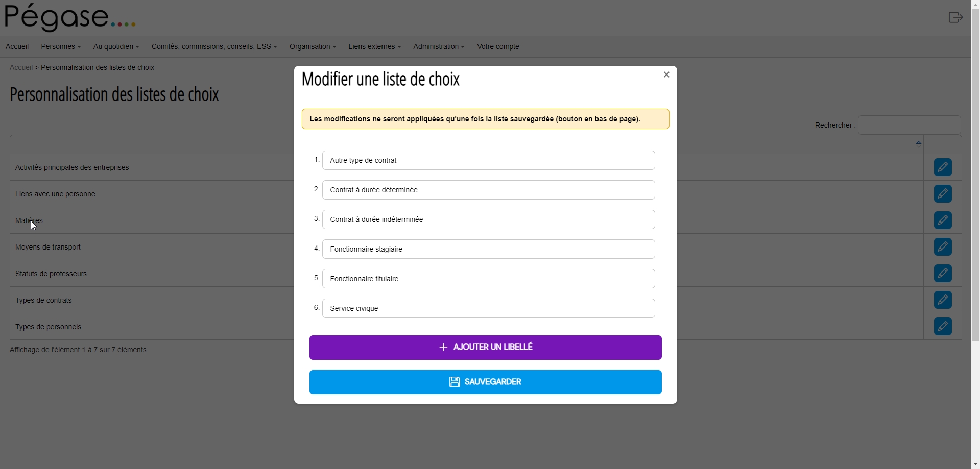 Listes de choix