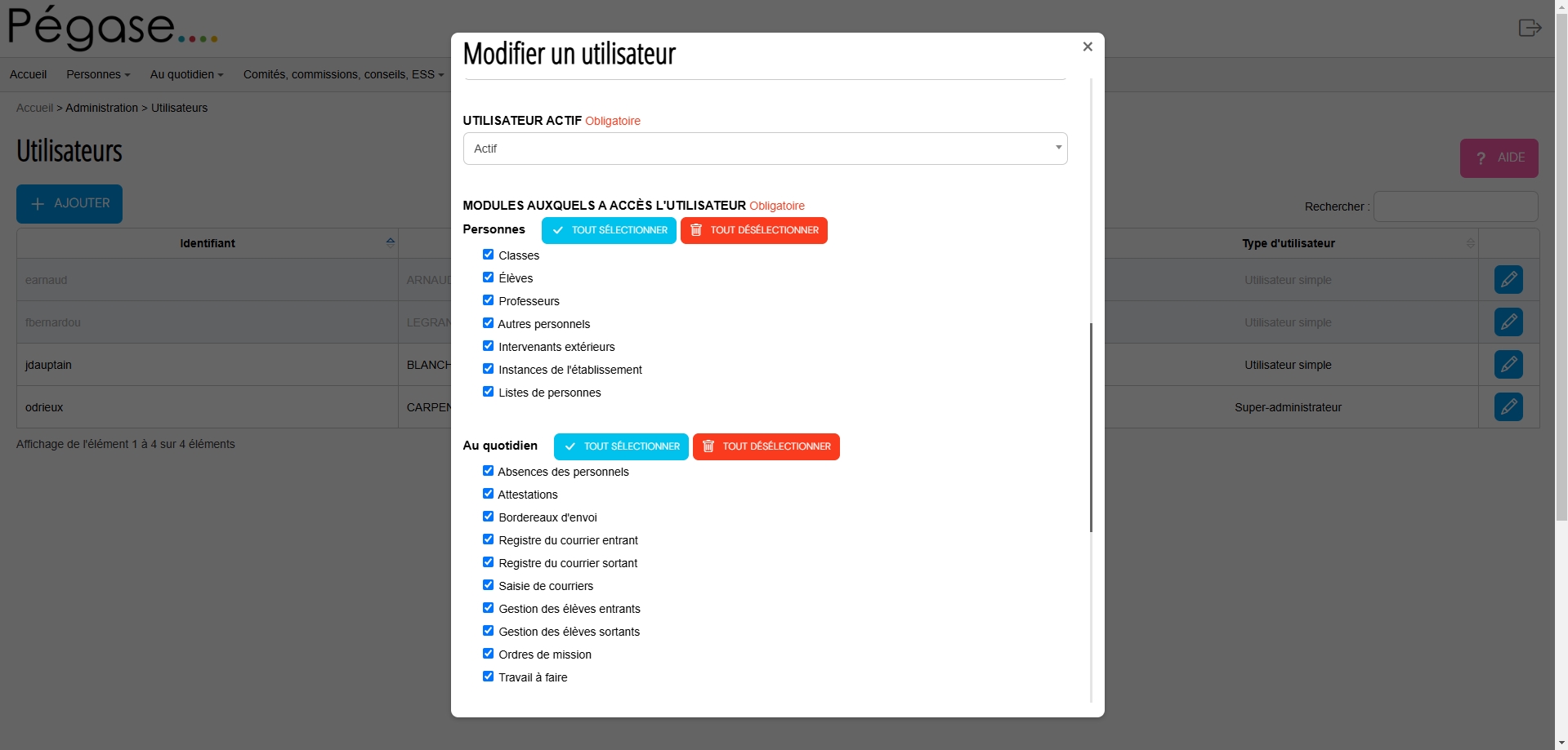 Utilisateurs
