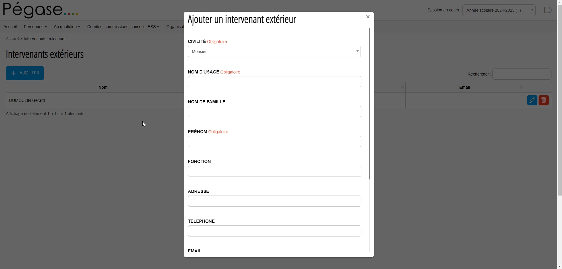 Intervenants extérieurs